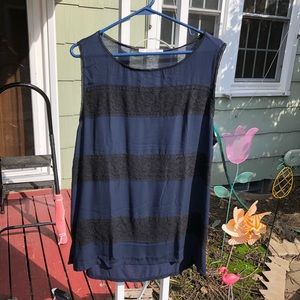 LOFT NWT midnight blue and black lace tank